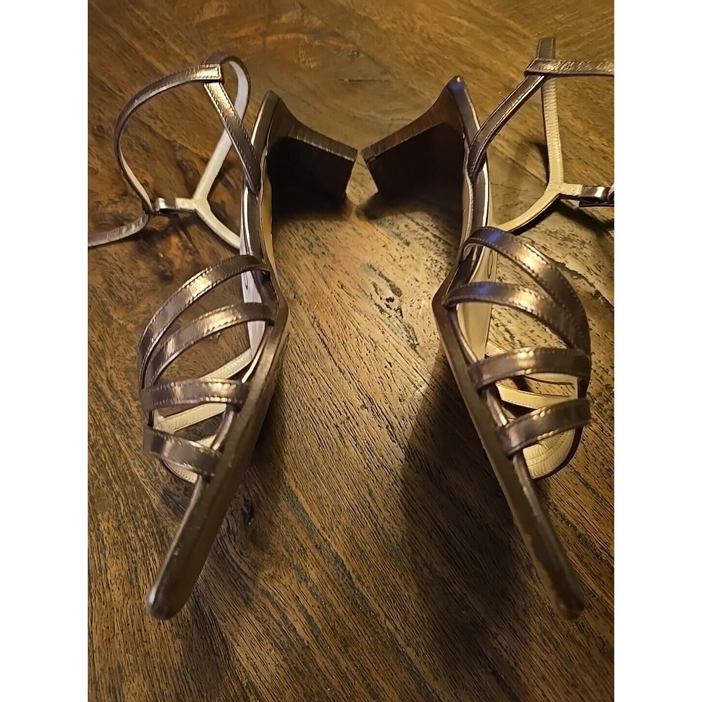 Martini Osvaldo Shoes Womens 37 Bronze Metallic Strappy Slingback Heels Italy‎ - Picture 6 of 10